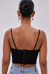 FREE SPIRIT SLEEVELESS CORSET TOP IN BLACK