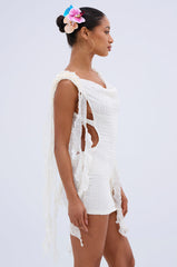 NEVER BASIC RUFFLED MESH MINI DRESS