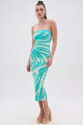 MALIBU DREAMIN PRINTED KNIT MIDI DRESS