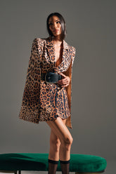 AMINAH LEOPARD PRINT BLAZER DRESS
