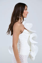 CASCADING RUFFLE BLOUSE