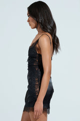 SHOW US WHAT YOU GOT SATIN MINI DRESS IN BLACK