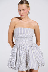 A STROLL DOWN SOHO PINSTRIPED MINI DRESS