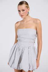 A STROLL DOWN SOHO PINSTRIPED MINI DRESS