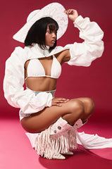 CORA SATIN BOLERO IN WHITE