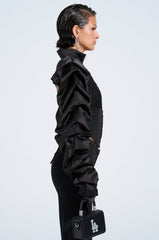 CORA SATIN BOLERO IN BLACK