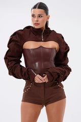 RILEY STACKED FAUX SUEDE BOLERO