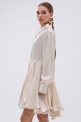 THE IT GIRL IVORY METALLIC MINI DRESS