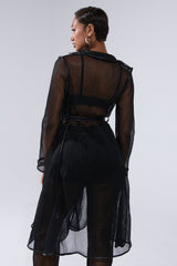 ONE TO WATCH MESH TRENCH IN BLACK
