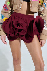 UPSIDE DOWN WAVY MINI SKIRT IN BURGUDY