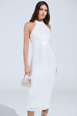 TAKE ME OUT RHINESTONE MIDI DRESS