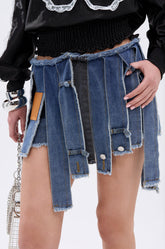 STRIPPED DENIM SKIRT