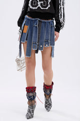 STRIPPED DENIM SKIRT