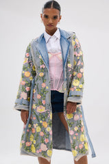 LIFE IN COLOR FLORAL DENIM TRENCH