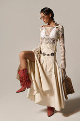 CLAIRE EXPOSED SEAMS MIDI SKIRT