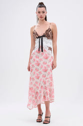 CARRIE CODED SATIN MIDI DRESS