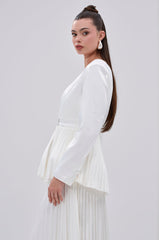 SWEET THING PLEATED SATIN BLAZER