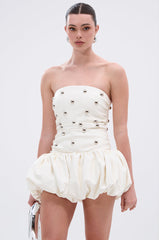 ILLUSION PU MINI DRESS WITH METAL DETAILS