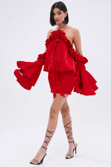 CHIC AF RUFFLE MINI DRESS IN RED