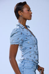 HALEY EMBELLISHED SEQUIN BLOUSE