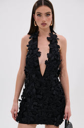 ASHLEY FLORAL MINI DRESS IN BLACK