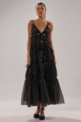 COULDN'T BE ME IF YOU TRIED TIE MAXI DRESS IN BLACK