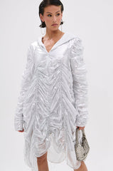WAYS TO GO METALLIC ADJUSTABLE DRESS IN WHITE