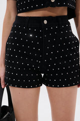 ITS GIVING DENIM RHINESTONE SHORT