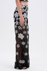 FLORAL SEQUIN MESH PANT
