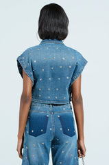 UNBUTTONED AND UNBOTHERED CROPPED COLLARED SHIRT