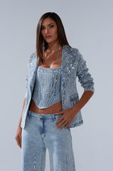 MILA EMBELLISHED BLAZER IN DENIM
