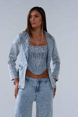 MILA EMBELLISHED BLAZER IN DENIM