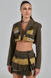 LET ME DOWN SLOWLY CROPPED BLAZER IN OLIVE