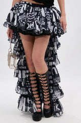 CRAZY FOR YOU HIGH LOW GRAPHIC SKIRT