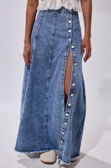 TIFFANY BLUE DENIM MAXI SKIRT