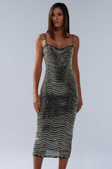 SHINE ON RHINESTONE MIDI DRESS