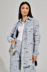 NEVER LOSE ME DISTRESSED BUTTON DOWN LIGHT BLUE DENIM SHIRT