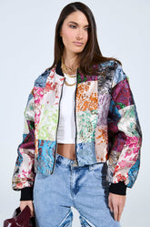 THAT GIRL PATCHWORK BROCADE BOMBER