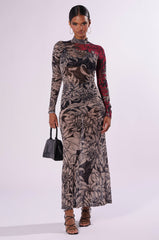 CHARMING PRINTED MESH MAXI DRESS