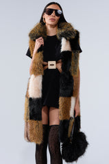 CHECKMATE FAUX FUR VEST