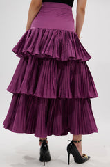 DANCE AROUND WITH ME PLEATED MAXI SKIRT IN PLUM