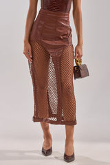 SOMETHING DIFFERENT FAUX LEATHER MIDI SKIRT