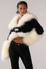 SITTING PRETTY FUR TRIM DENIM JACKET