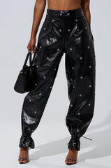 WORK IT BABY FAUX LEATHER BARREL PANT