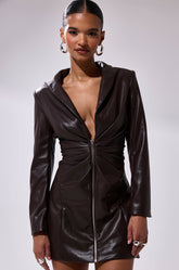 BRING ME LUCK PU BLAZER DRESS