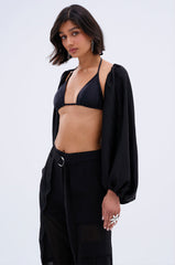 COVER UP CHIFFON SHRUG IN BLACK