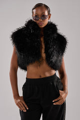 COCO CROPPED FUR VEST IN BLACK