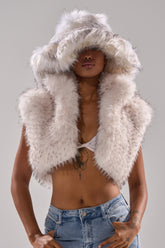 COCO CROPPED FUR VEST IN WHITE MULTI