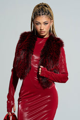 LIGHTS OUT FAUX FUR VEST IN RED