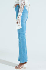 CINCHED UP DENIM PANTS IN MEDIUM WASH